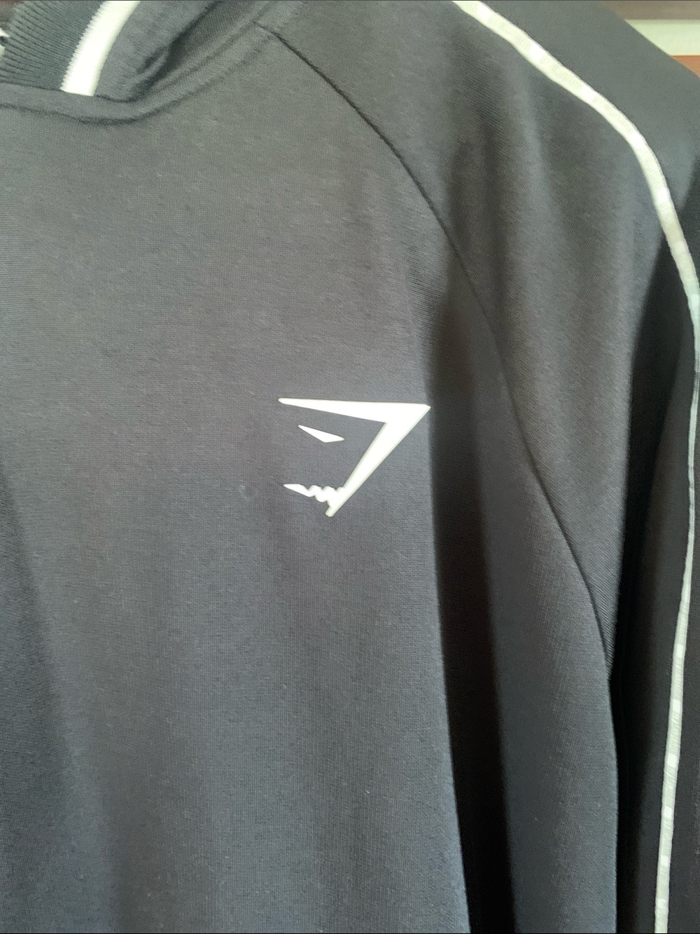 Gymshark Black Hoodie with White Trim - Picture 2 of 8